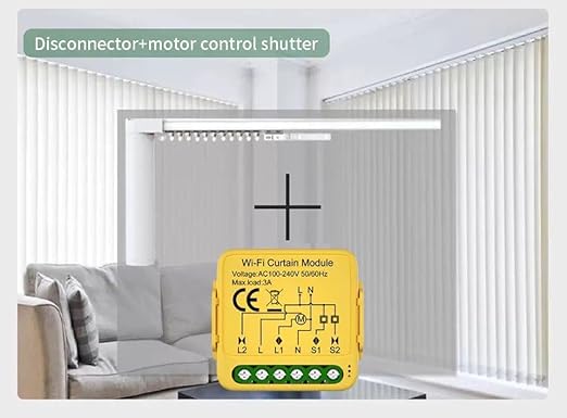 WiFi Smart Garage Door Controller Module, TUYA SMART Life, AC 100-240V, Single Channel with Mounting Kit, CE Certified, Yellow (1ch Curtain WiFi AC)