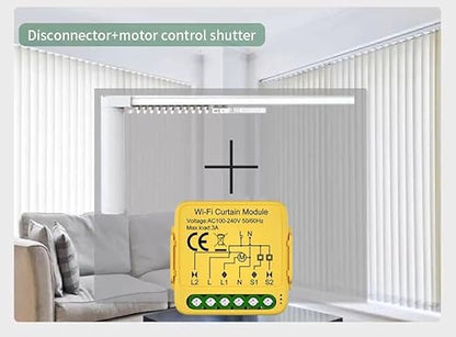 WiFi Smart Garage Door Controller Module, TUYA SMART Life, AC 100-240V, Single Channel with Mounting Kit, CE Certified, Yellow (1ch Curtain WiFi AC)