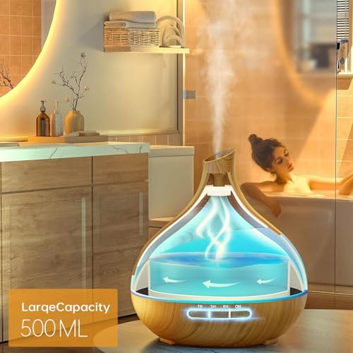 HJTHJT 500ML Essential Oil Diffuser for Home: 14 Color LED Humidifier