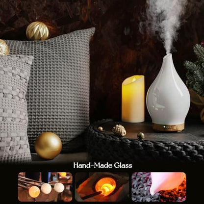 Porseme Essential Oil Diffuser 150ml Handmade Glass Diffuser 6H Runtime