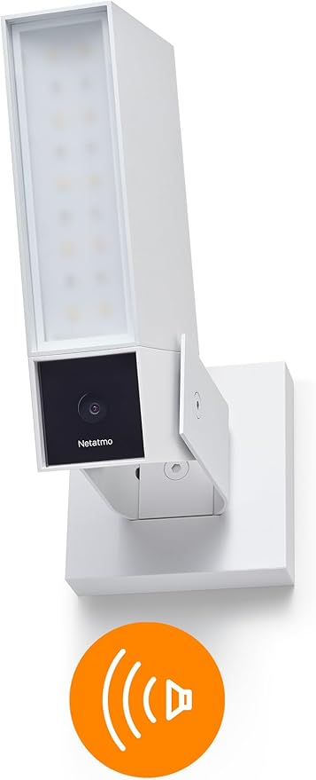 Netatmo Smart Outdoor Security Camera with 105-dB Siren & WiFi | Sends Alerts to Your Smartphone | Floodlight & Movement Detection | Night Vision | Security Without Monthly Fees (White)