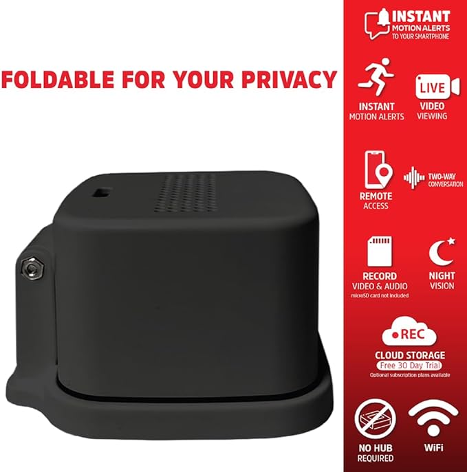 Energizer Smart 2K QHD Security Camera, Wired Indoor 2.4Ghz Wi-Fi Camera, 2-Way Audio, Night Vision, Motion Detection & Instant Alerts, App Control, Cloud & Micro SD Storage, Foldable for Privacy