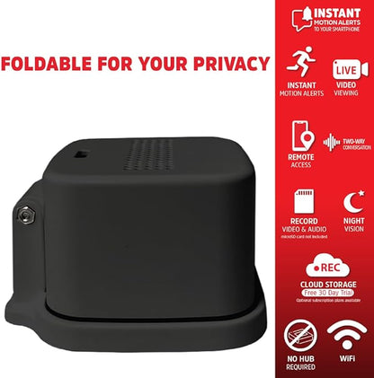 Energizer Smart 2K QHD Security Camera, Wired Indoor 2.4Ghz Wi-Fi Camera, 2-Way Audio, Night Vision, Motion Detection & Instant Alerts, App Control, Cloud & Micro SD Storage, Foldable for Privacy