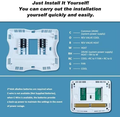 Non Programmable Thermostat for Home, Digital Energy-Saving Thermostat,Single-Stage Systems, 1 Heat/1 Cool, Easy DIY Install, Blue Backlight