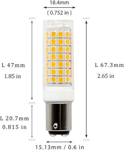 BA15D Led Bulbs 8W Dimmable 110V,Ba15d Double Contact Bayonet Base,Soft Warm White 3000K,75W JD Type T3/T4 Halogen Equivalent Replaces for Pendants Ceiling Fans Sewing Machine Light(2-Pack)