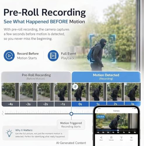 Rraycom 2.5K Secuity Window Camera Wireless, 2.4/5GHz WiFi,6S Pre-Roll