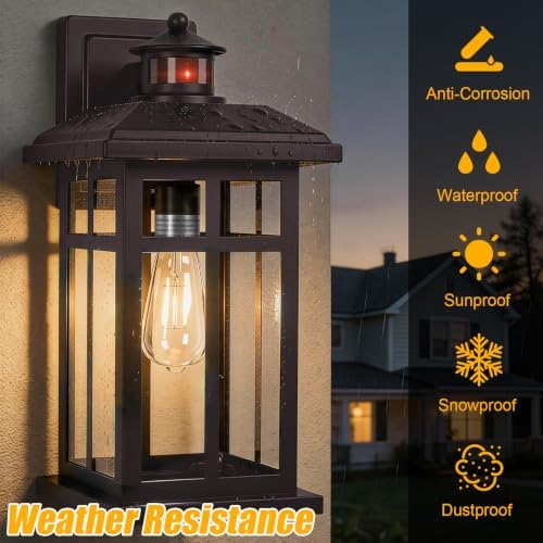 16” Motion Sensor Modern Exterior Light Bronze Outside Porch Lights