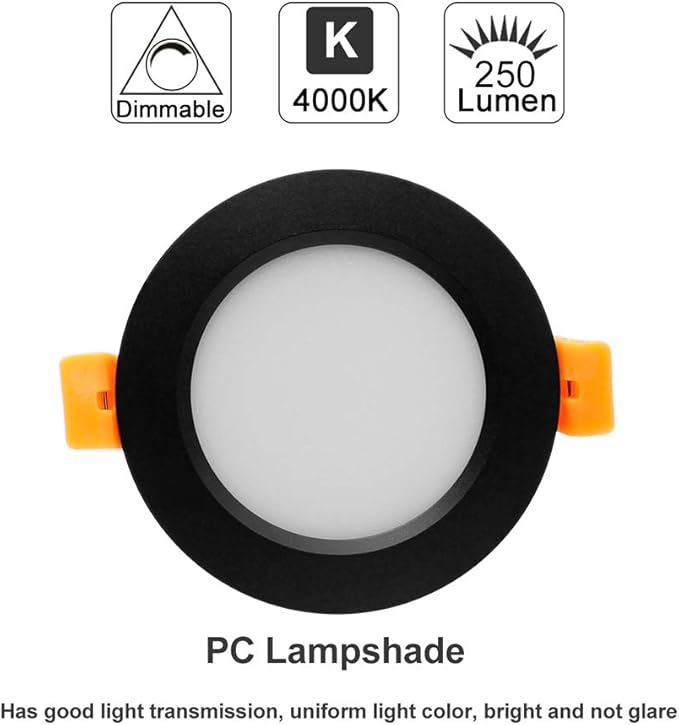 YGS-Tech 2 Inch LED Recessed Lighting, Dimmable Downlight 3W(35W Halogen Equivalent), CRI80, 4000K Natural White Ceiling Light with LED Driver(10 Pack)