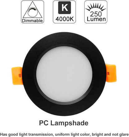 YGS-Tech 2 Inch LED Recessed Lighting, Dimmable Downlight 3W(35W Halogen Equivalent), CRI80, 4000K Natural White Ceiling Light with LED Driver(10 Pack)