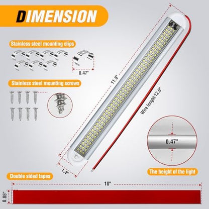 Nilight LED Interior Light Bar 8PCS 12 Inch Strip Lights