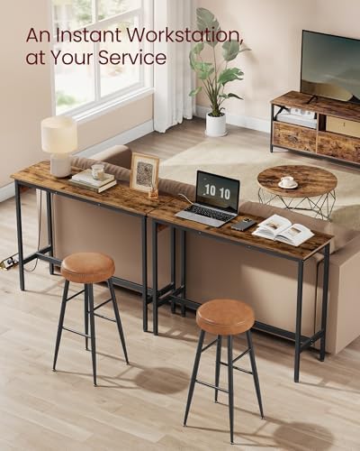 VASAGLE Bar Table with Power Outlets, Computer Desk, 47.2" W