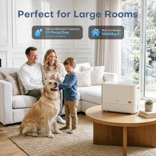 1500 Sq.Ft Dehumidifier for Basement with Drain Hose and 1.2 Gal Tank