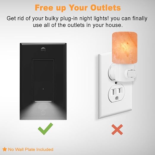 4 Pack Illuminated Light Switch, Lightswitch with LED Night Light, Automatic On/Off Sensor, Single Pole Switch, 15Amp 120/277Volt,Black