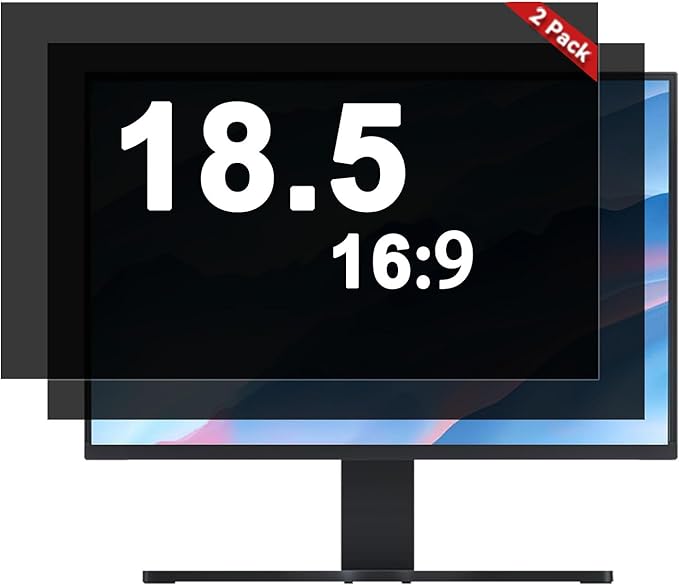 [2-Pack] 18.5 Inch Computer Privacy Screen Filter (16:9 Aspect Ratio) - Removable, Anti Glare & Blue Light Blocking, Compatible with HP Dell ASUS Acer Samsung Monitors