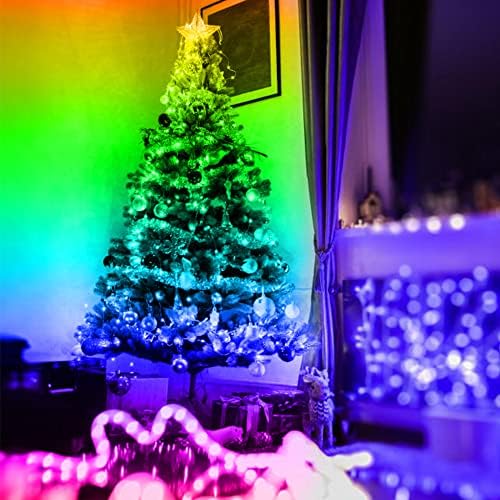 RUISHINE Battery Powered LED Strip Lights 25ft, Battery Operated LED Light Strip Color Changing Music Sync App Remote Control RGB USB Led Lights for TV, Room, Rope Lights