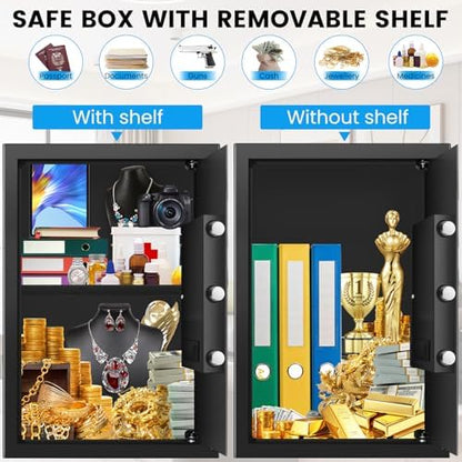 [19.7" Tall] Safe Box, 3.5 Cuft Home Safes with Fireproof Waterproof Bag