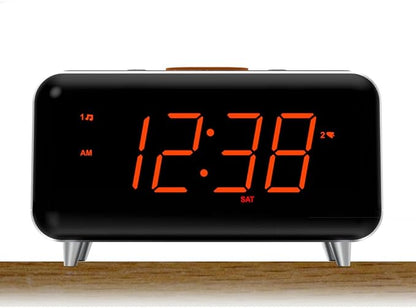 Emerson CKS1521-A SmartSet Bluetooth Dual Alarm Clock Radio with 1.4” Orange LED Display, Auto Time-Set, USB Phone Charger, FM Radio, AUX Input, Auto-Dimmer & Orange Accent Light