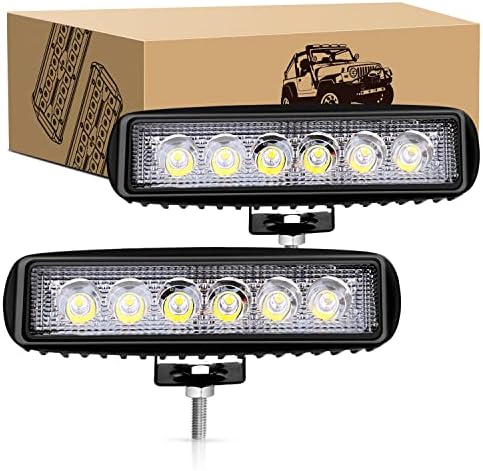 GOOACC 2PCS 18w LED Light Bar Work Spot Beam Pods Off Road Driving Fog Lighting Reverse Lamp for Truck Tractor Golf Cart SUV ATV UTV Boats
