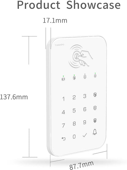 Keyboard for WiFi GSM Burglar Alarm System,Smart Home Alarm System Base Wireless 12 Pieces-kit,DIY Alarm System,Remote,Keypad,Compatible with Alexa,for House,Villa Apartment Security,White