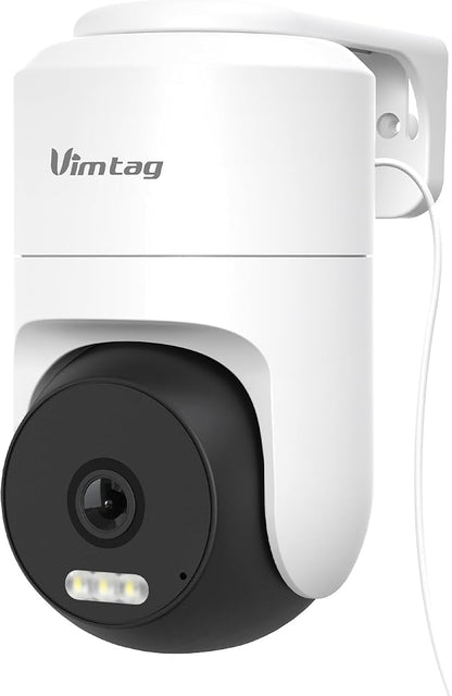 VIMTAG Pan/Tilt Outdoor Security Camera, 4K 8MP WiFi Home CCTV Camera, 360° View & Motion Tracking, Color Night Vision, 2-Way Audio, AI Detection Alarm, IP66, Cloud & SD Card Storage, Works w/Alexa
