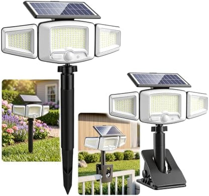 Clip-On Solar Lights, Motion Sensor Outdoor Lights with Stakes