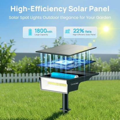 Consciot Solar Spot Lights Outdoor, Halloween Lights, 170° Wide Beam