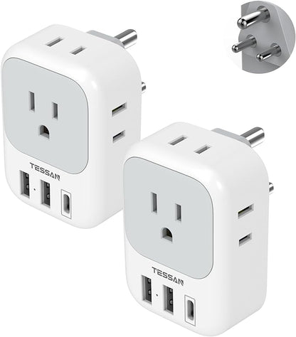TESSAN India Plug Adapter 2 Pack, Type D Travel Adapter