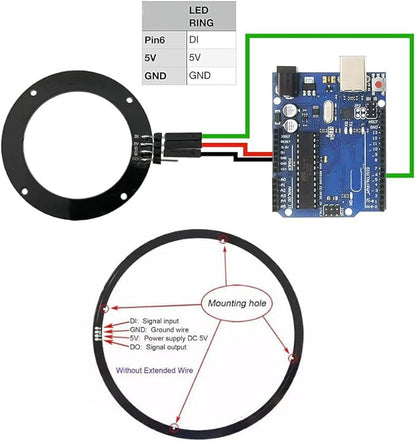 45 Bits WS2812 Addressable LED Ring with SM2.54-3P Wire, DC5V WS2812B 5050 RGB LED with Built-in Drivers Pixels Individual Controlling for Arduino Pi ESP8266 ESP32 Nodemcu (45 bits)