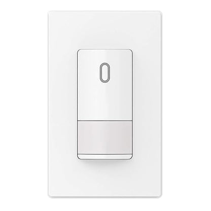 ELEGRP Single Pole Occupancy Motion Sensor Light Switch, Need Grounding Wire No Neutral Wire, 120° Sensor Coverage PIR Infrared Motion Activated, for CFL/LED/Incandescent Bulb, UL,1 Pack, Matte White