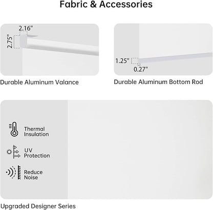 Motorized Coupled Shades, Falme Resistant Smart Solar Shades for Large Windows Automatic Blinds Compatible with Alexa, Electric Roller Blinds Customized for Home Office(3% Openness White)