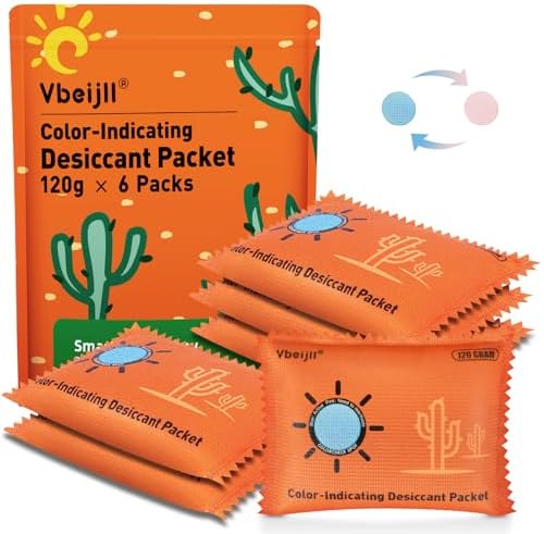 120 Gram (6 Pack) Color-Indicating Desiccant Packs for Storage