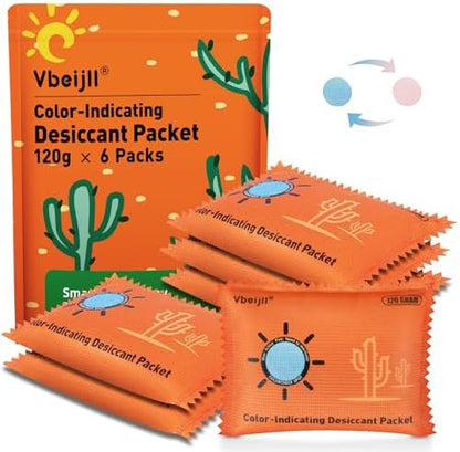 120 Gram (6 Pack) Color-Indicating Desiccant Packs for Storage