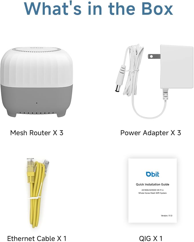 DBIT AC1200 Whole Home Mesh WiFi System, Covers up to 6,000 Sq Ft, Dual-Band 1200Mbps Mesh Network for 90 Devices, Replaces Wireless Router and WiFi Extender, 4 Gigabit Ports per Unit (D-MAC3, 3-Pack)