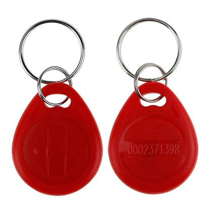 LIBO 125KHz Smart ID Key Tag Card RFID Access Control Key Card Proximity EM4100 TK4100 Keyfobs Keychains NFC Token Badge Holder (Red, Pack of 100)