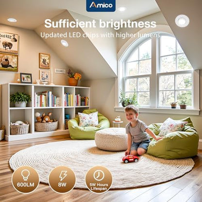 Amico 6 Pack 3 Inch 5CCT Gimbal LED Recessed Ceiling Light