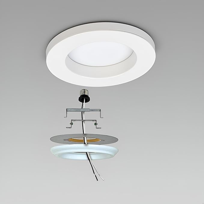 Aspen Creative 21067-11, Recessed Lighting Converter Kit, 8" Diameter, White Plastic Medallion, Set of 1