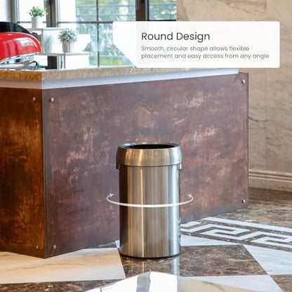 Home Zone Living 16 Gallon Commercial Trash Can with Removable Open Top Lid
