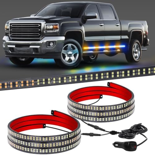 XRIDONSEN 70 inch Running Board Strobe Lights Amber Blue Emergency Lights