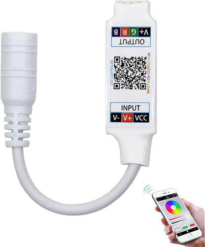 Mini RGB Bluetooth Controller DC 5V 12V 24V Music BT Smart APP Controller Light Strip Control for RGB LED Strip (Mini DC Bluetooth White)