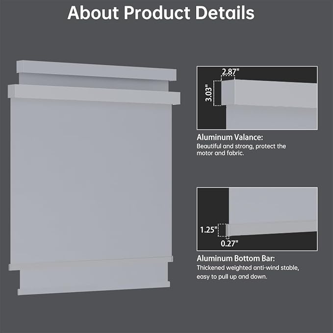 Motorized Blinds with Remote, Blackout Smart Blinds for Windows Automatic Roller Shades Compatible with Alexa, Motorized Shades Customized for Bedroom Home Office (Blackout-Light Grey)