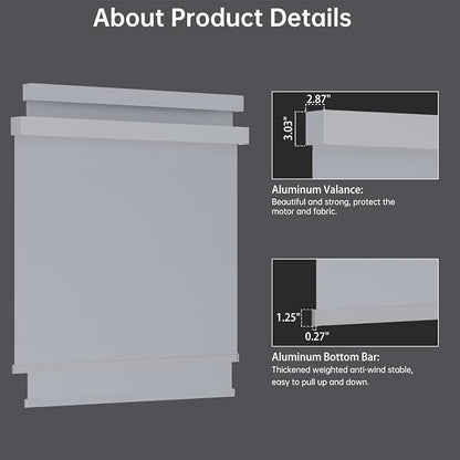 Motorized Blinds with Remote, Blackout Smart Blinds for Windows Automatic Roller Shades Compatible with Alexa, Motorized Shades Customized for Bedroom Home Office (Blackout-Light Grey)