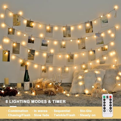 JMEXSUSS Warm White 100 LED Globe Battery Operated Christmas Lights Indoor