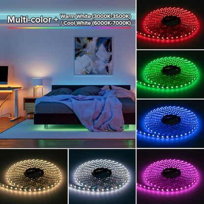 BTF-LIGHTING RGBW LED Strip IP68 Waterproof Warm White DC12V 16.4FT 300LED