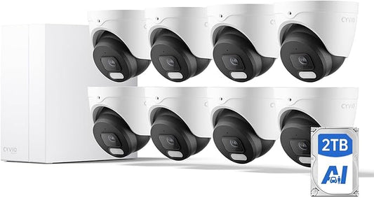 4K PoE Camera System, Color Night Vision, AI Detection, Spotlight, IP67 Waterproof, 8Pcs 8MP Outdoor Wired Home Security Cameras, 4K 8CH NVR with 2TB HDD