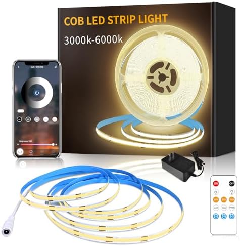 16.4ft COB LED Strip Lights 3000K Warm White Dimmable