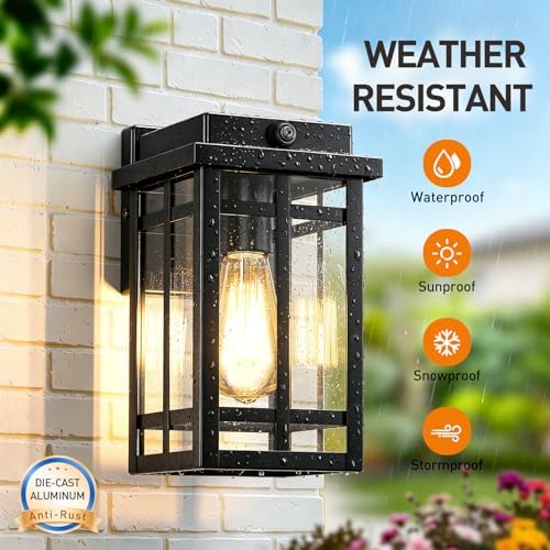 2 Packs Dusk to Dawn Outdoor Wall Lighting 9.76'', Black