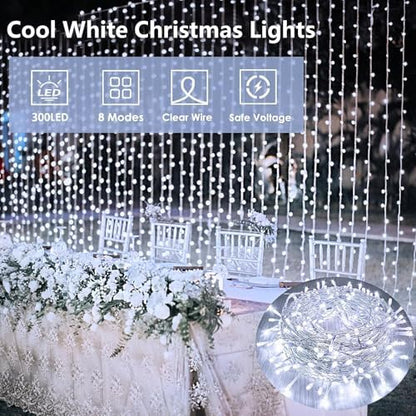 300 LED String Lights, 99FT Extra-Long Christmas Lights Outdoor Indoor