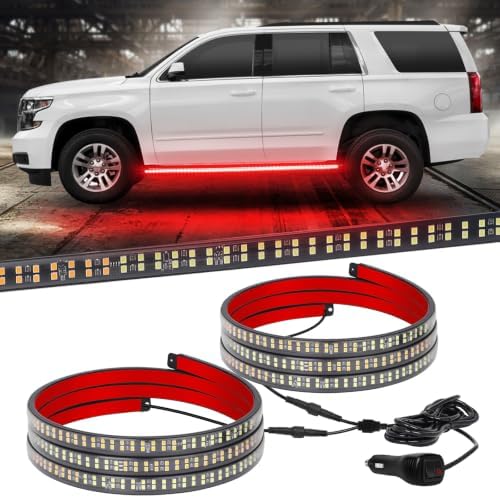 XRIDONSEN 2 Pack 60 inch Red Running Board Emergency Lights Strip