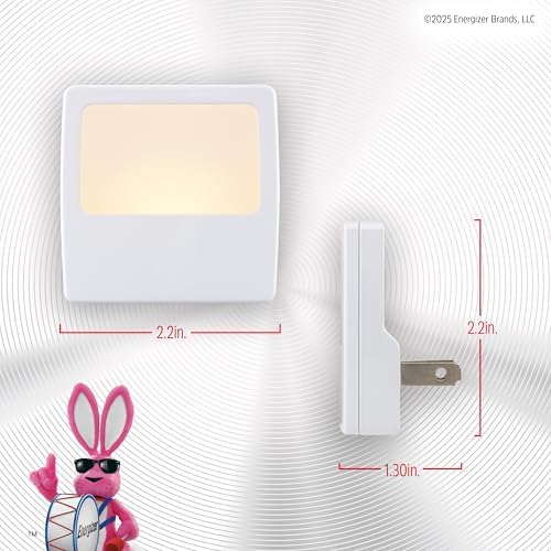 Energizer Night Lights Plug into Wall, 2-Pack, LED Plug in Nightlight