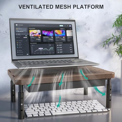 WALI Plastic Computer Monitor Stand with Storage, Adjustable Laptop Riser